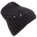 Grey - Front - FLOSO Ladies-Womens Winter Ribbed Beanie Hat With Floral Pattern
