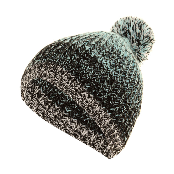 Aqua - Black - Front - FLOSO Mens - Womens Unisex Two-Tone Winter Bobble Beanie Hat