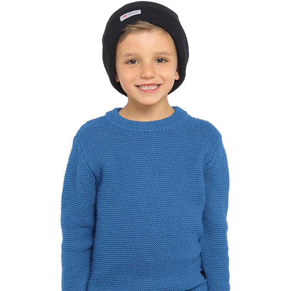 Black - Back - FLOSO Kids-Childrens Knitted Winter-Ski Hat With Thinsulate Lining (3M 40g)