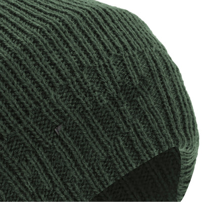 Bottle Green - Side - FLOSO Mens Thinsulate Knitted Thermal Beanie Winter-Ski Hat With Inner Lining (3M 40g)