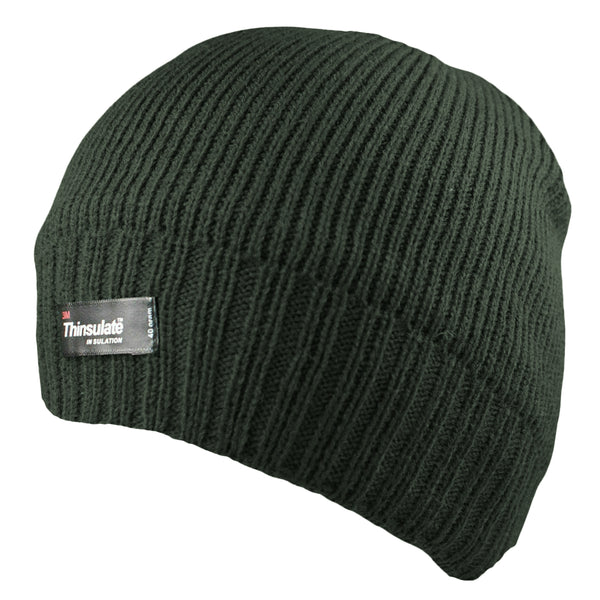 Bottle Green - Back - FLOSO Mens Thinsulate Knitted Thermal Beanie Winter-Ski Hat With Inner Lining (3M 40g)