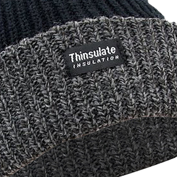 Black-Grey - Back - FLOSO Unisex Mens-Womens Thinsulate Heavy Knit Winter-Ski Thermal Hat (3M 40g)