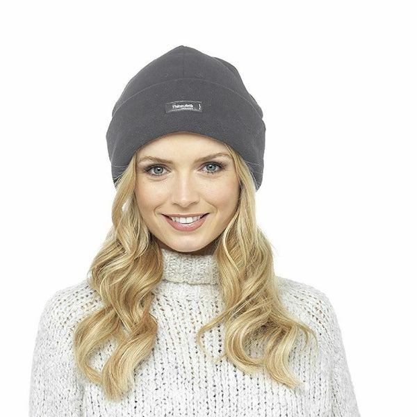 Grey - Back - FLOSO Ladies-Womens Polar Fleece Thermal Thinsulate Winter-Ski Hat (3M 40g)