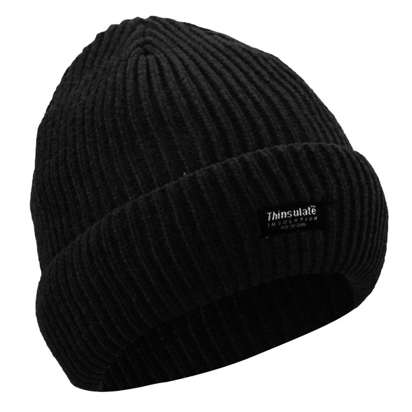 Black - Front - FLOSO Ladies-Womens Thinsulate Chenille Thermal Winter-Ski Hat (3M 40g)