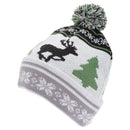 White-Green - Front - FLOSO Mens Knitted Christmas Fairisle Pattern Winter Bobble Hat