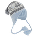 Blue-Grey-White - Front - FLOSO Womens-Ladies Fairisle Snowflake Pattern Peruvian Winter Hat