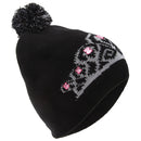 Black - Front - FLOSO Womens-Ladies Tiara Pattern Winter Beanie Bobble Hat