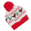 White-Red-Green-Brown - Back - FLOSO Womens-Ladies Christmas Robin Winter Hat, Scarf & Mittens Set