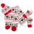 White-Red-Green-Brown - Front - FLOSO Womens-Ladies Christmas Robin Winter Hat, Scarf & Mittens Set