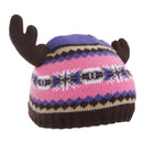 Pink-Purple - Front - FLOSO Childrens-Kids Fairisle Moose Winter Beanie Hat With Antlers