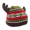 Red-Green - Front - FLOSO Childrens-Kids Fairisle Moose Winter Beanie Hat With Antlers