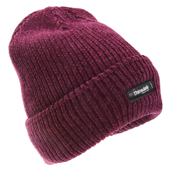 Deep Pink - Front - FLOSO Womens-Ladies Thinsulate Thermal Chenille Winter Hat