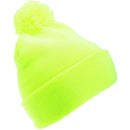 Yellow - Back - FLOSO Childrens-Kids Knitted Hi Vis Winter Bobble Hat