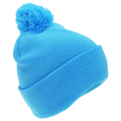 Blue - Front - FLOSO Childrens-Kids Knitted Hi Vis Winter Bobble Hat
