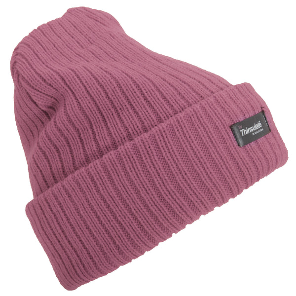 Raspberry - Front - Floso Womens-Ladies Rib Knit Thinsulate Winter Hat