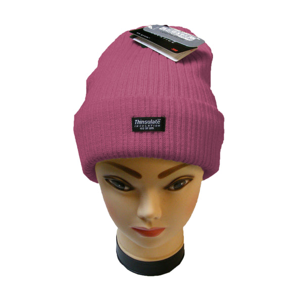 Raspberry - Back - Floso Womens-Ladies Rib Knit Thinsulate Winter Hat