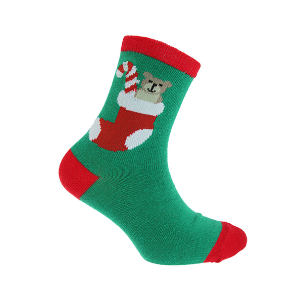 Navy-Green-Red - Side - FLOSO Childrens-Kids Christmas Character Novelty Socks (Pack Of 4)