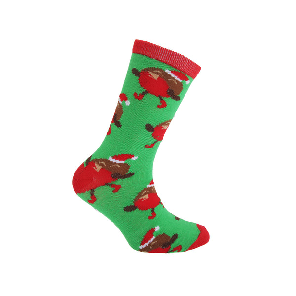 Green-Red-White-Navy - Back - FLOSO Childrens-Kids Christmas Character Novelty Socks (Pack Of 4)