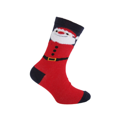Green-Red-White-Navy - Side - FLOSO Childrens-Kids Christmas Character Novelty Socks (Pack Of 4)