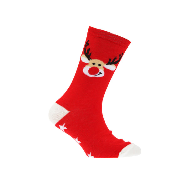 Red-Grey-Green - Lifestyle - FLOSO Childrens-Kids Christmas Character Novelty Socks (Pack Of 4)