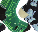 Green-Navy - Back - FLOSO Childrens-Kids Retro Gripper Socks (3 Pairs)