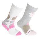 Cream-Pink - Front - FLOSO Childrens-Kids Cotton Rich Welly Socks (2 Pairs)