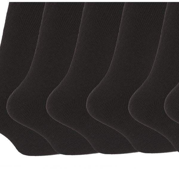 Black - Back - FLOSO Mens Premium Quality Multipack 1.9 Tog Thermal Socks (Pack Of 6)