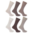 Shades of Brown - Front - FLOSO Mens Plain 100% Cotton Socks (Pack Of 6)