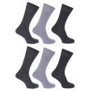 Shades of Grey - Front - FLOSO Mens Plain 100% Cotton Socks (Pack Of 6)