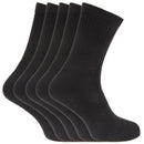 Black - Front - FLOSO® Mens Plain Cotton Rich Sport Socks (Pack Of 5)
