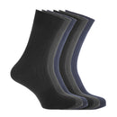 Black-Navy-Charcoal - Front - FLOSO Mens Ribbed 100% Cotton Socks (6 Pairs)