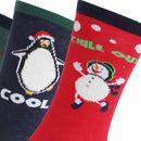Red-Navy-Green - Back - FLOSO Mens Christmas Character Design Novelty Socks (4 Pairs)