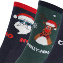 Red-Navy-Green - Side - FLOSO Mens Christmas Character Design Novelty Socks (4 Pairs)
