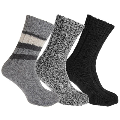 Assorted - Lifestyle - Floso Unisex Adults Wool Rich Socks (3 Pairs)