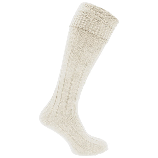 Cream - Front - Floso Mens Mountain Trek Woollen Socks (1 Pair)