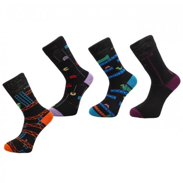 Multicoloured - Back - Floso Mens Arcade Socks (7 Pairs)