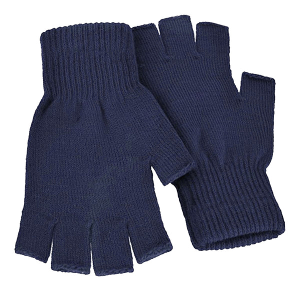 Navy - Back - FLOSO Mens Fingerless Winter Gloves