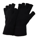 Black - Front - FLOSO Mens Fingerless Winter Gloves