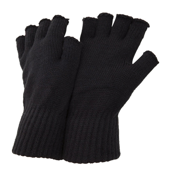 Dark Grey - Front - FLOSO Mens Fingerless Winter Gloves