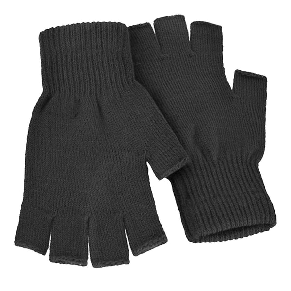 Charcoal - Back - FLOSO Mens Fingerless Winter Gloves