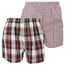 Red-Navy - Front - FLOSO Mens Cotton Woven Boxers (Pack Of 2)
