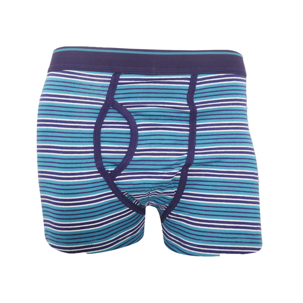 Teal - Back - FLOSO Mens Cotton Mix Key Hole Trunks Underwear (Pack Of 3)
