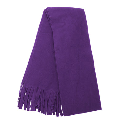 Purple - Back - FLOSO Ladies-Womens Plain Thermal Fleece Winter-Ski Scarf With Fringe