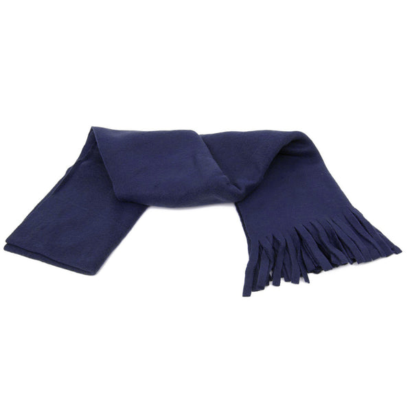 Navy - Front - FLOSO Ladies-Womens Plain Thermal Fleece Winter-Ski Scarf With Fringe