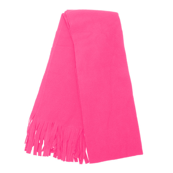 Pink - Back - FLOSO Ladies-Womens Plain Thermal Fleece Winter-Ski Scarf With Fringe