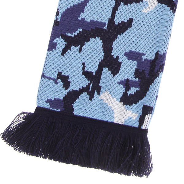 Blue - Back - FLOSO Unisex Camouflage Knitted Winter Scarf With Fringe