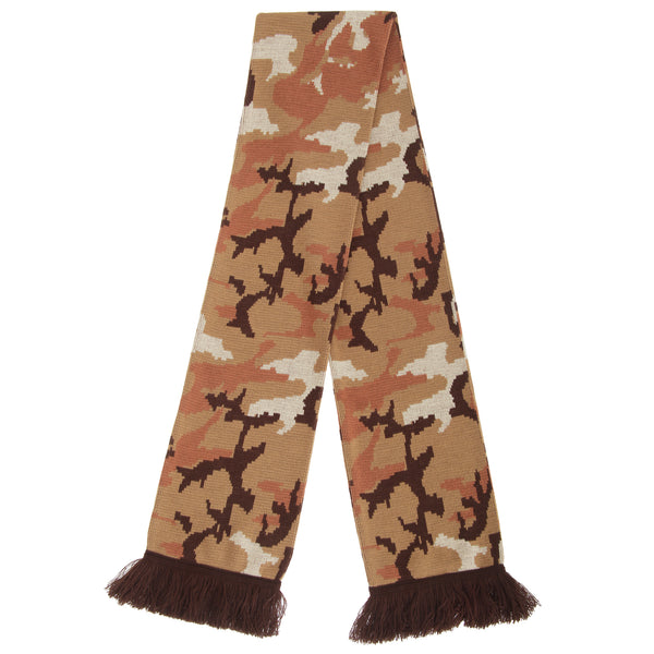 Brown - Front - FLOSO Unisex Camouflage Knitted Winter Scarf With Fringe