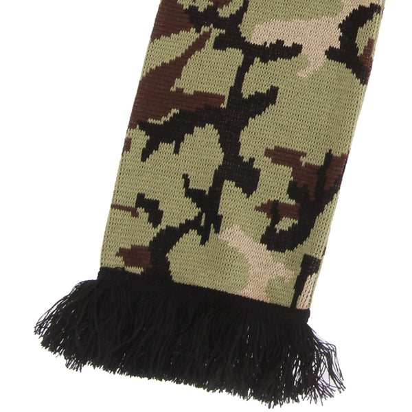 Green - Back - FLOSO Unisex Camouflage Knitted Winter Scarf With Fringe