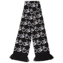 Black-White - Front - FLOSO Unisex Bicycle Pattern Knitted Winter Scarf With Fringe