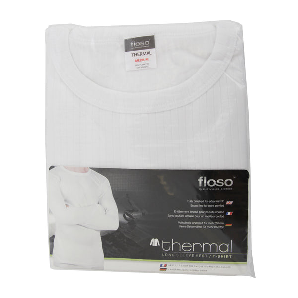 White - Back - FLOSO Mens Thermal Underwear Long Sleeve Vest Top (Viscose Premium Range)